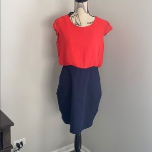 Enfocus studio navy blue and red dress